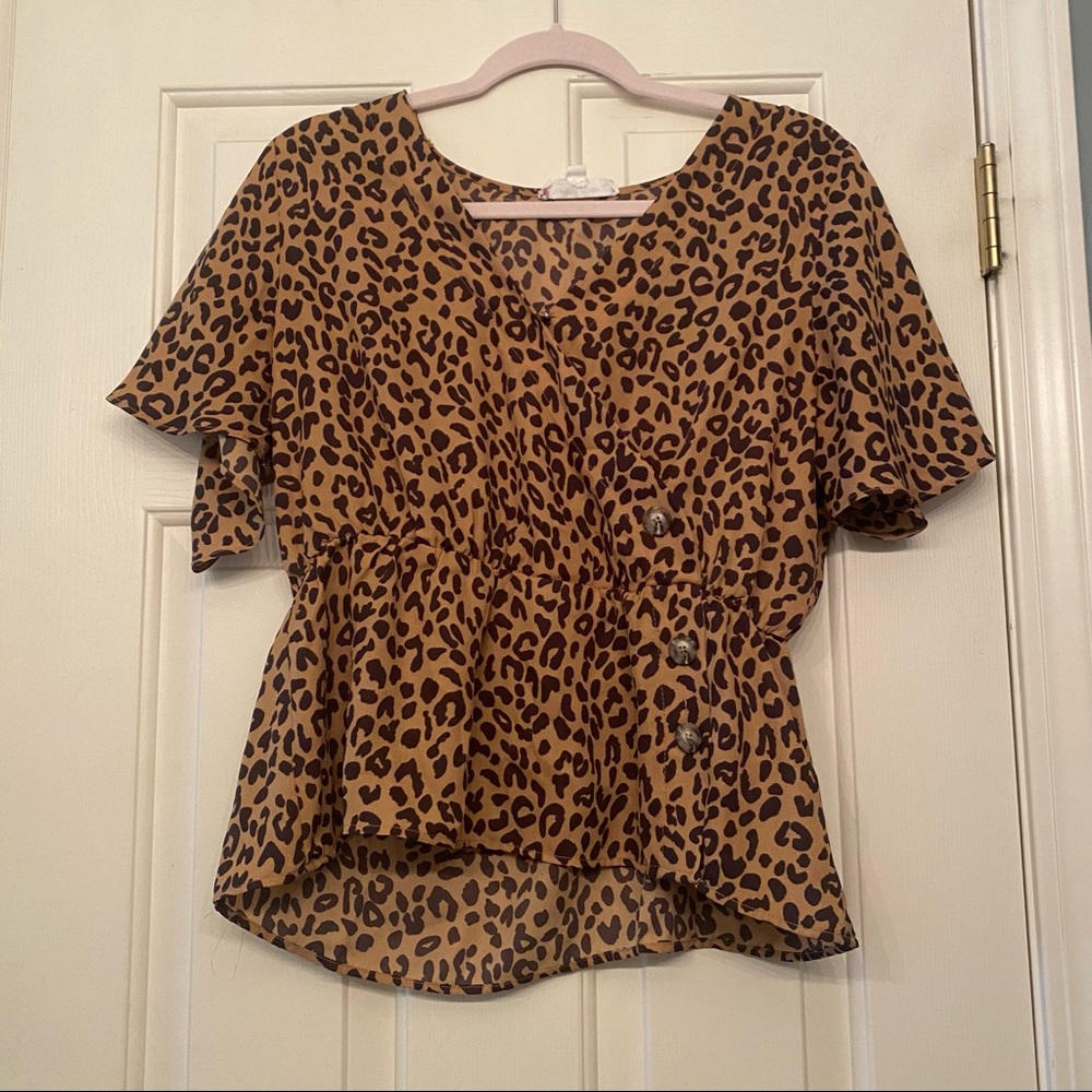Cheetah peplum top